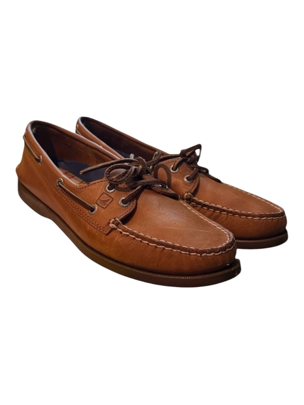 Sperry Top Sider Tan Leather Women’s Two Eye Boat Shoe Loafers Size 9.5M